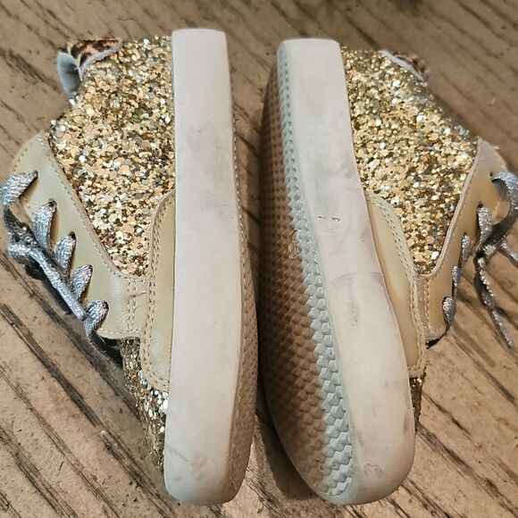 Gold Glitter Leopard Sneakers Size 10 - Picture 3 of 8